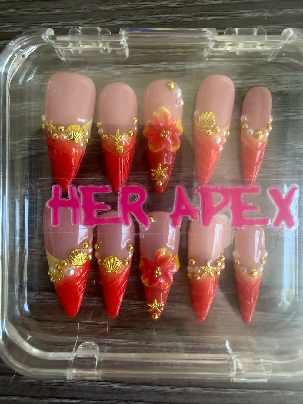 HER APEX long stiletto acrylic press on nails size M
